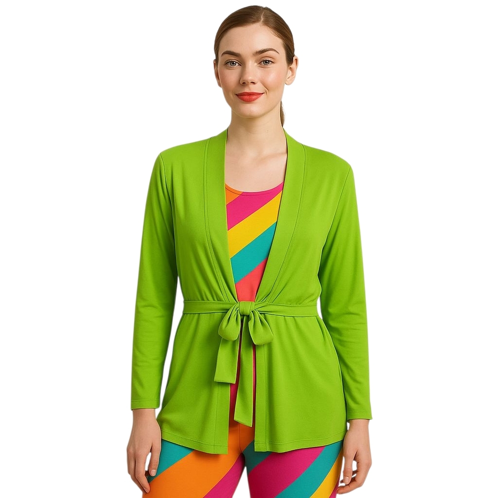 Effortless Style Lime Tie-Front Cardigan Size Medium Mature Dopamine Bold Travel